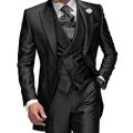 Charcoal Grey Men's Suit Peaked Lapel 3 Pieces 1 Button Groom Tuxedos Wedding Suit For Men Set Custom Made(Jacket+Pants+Vest). 