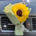 1pc Car Bouquet Design Air Outlet Decoration Clip, Lavender Sunflower Rose Self-adhesive Decoration Clip, Gift Set ( With Fragrance Tablets).