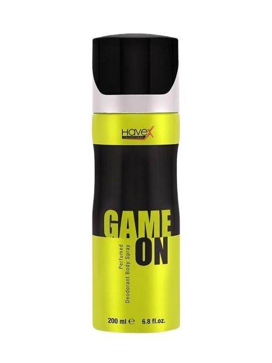 International UAE product Body spray party scent Havex GAME ON used for male- 200 ml