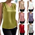 Summer Essential: Solid Color Satin V-Neck Sleeveless Tank Top for Women.