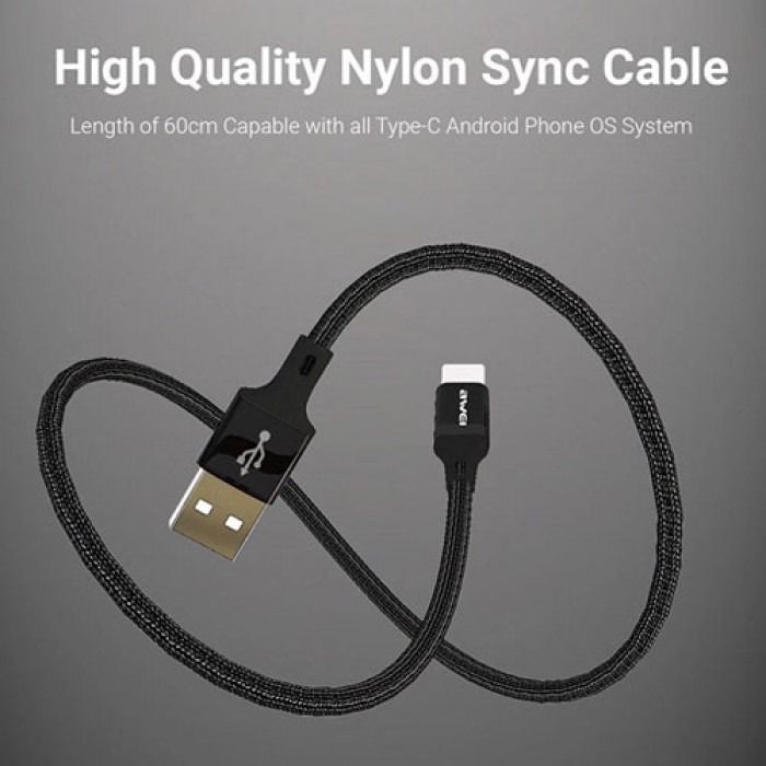 Awei CL-50T Type-C Braided Wire Non-destructive Fast Data Cable