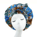 Alien Large Size African Print Satin Bonnet with Long Ribbon Wrap Double Layer Headwrap Ankara Pattern Women Hair Cover Hair Wrap Cap.