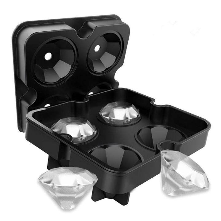 2 Pack Diamond-Shaped Silicone Ice Cube Trays with Lids BPA-Free Stackable Easy Release Ice Molds for Ice Whiskey Candy and Chocolate (-2Pack)