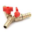 3 Way Tee Brass Y Shut off Ball Valve 3/8" 10mm Barb Fuel Gas Oil / Valve Clamp. 