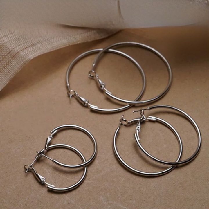 European and American exaggerated double earrings, simple geometric round earrings, personality cold style earrings