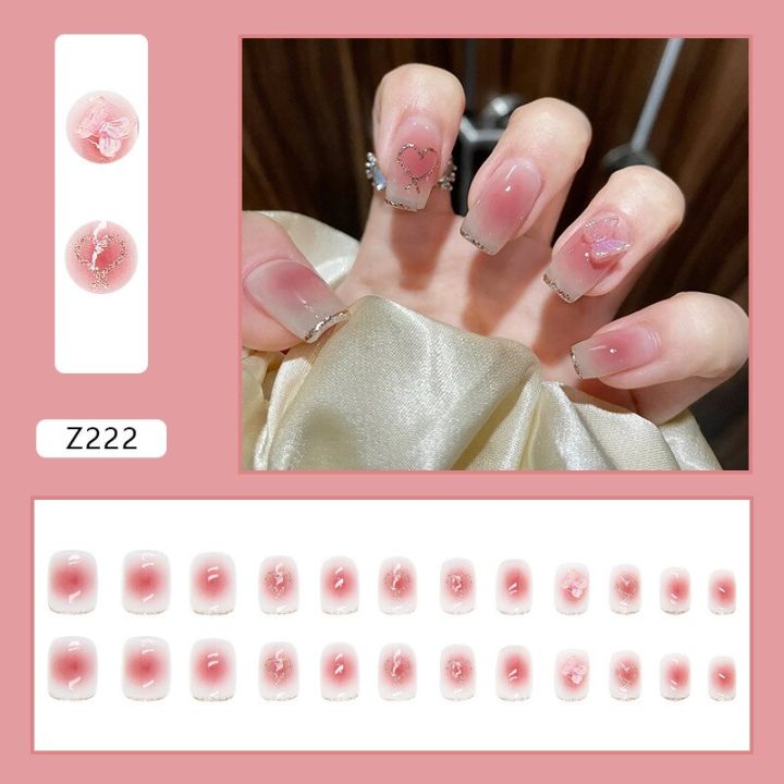 %E3%80%90The%20road%20to%20happiness%20Store%E3%80%91Short%20Fake%20Nails%20Square%20Head%20Love%20Rhinestone%20White%20Fake%20Nail%20Korean%20Cute%20False%20Nails%20Nail%20Art%20With%20Design%20For%20-%20Image%204