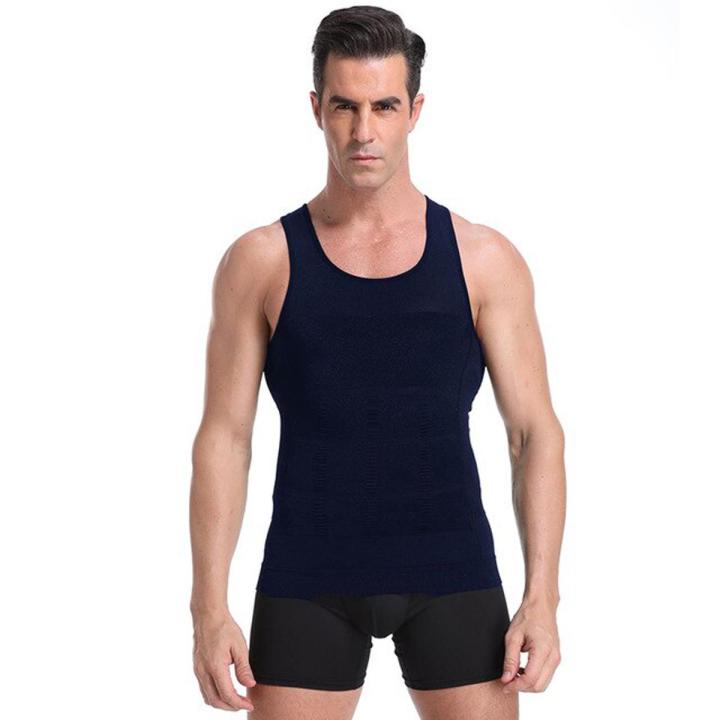 Mens Compression Shirts Body Shaper Slimming Elastic Slim Muscle Tank Shapewear  Skinny Tummy Waist Trainer sture Shirt