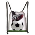 Footbally / Soccerly Print Backpack Men Canvas Travel Bag Teenager Boys Drawstring Bag Shoes Holder Kids Gift.