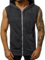 Hot selling men's lace up hoodie with open front zipper hoodie, sleeveless fashionable sports jacket, men's clothing. 