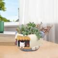 Cute Flower Planter Pot Indoor Pot for Plants Desktop Office 12.5cmx7cmx11.5cm.