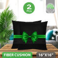 Standard Fiber Cushion, Tissue Fabric, Black, (16"x16")_Set of 2. 