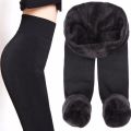 Solid Color Women Winter Velet Trousers Female High Elastic Warm Nine Pants Ladies High Waist Slim Leggins. 