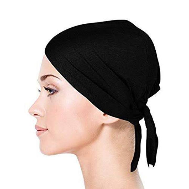 Muslim wear Black hijab inner cap for women synthetic soft cotton 2pcs