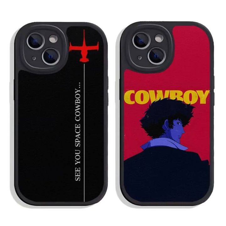Space Cowboy Bebop Phone Case Lambskin For Iphone 13 Pro Max 11 12 14 Mini X Xr Xs 8 7 Puls Se Luxury Mobile Cover
