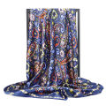 Iran Dubai Casual Headscarf 90*90Cm Large Square Scarf Retro Small Cashew Print Silk Scarf Women's Bawal. 