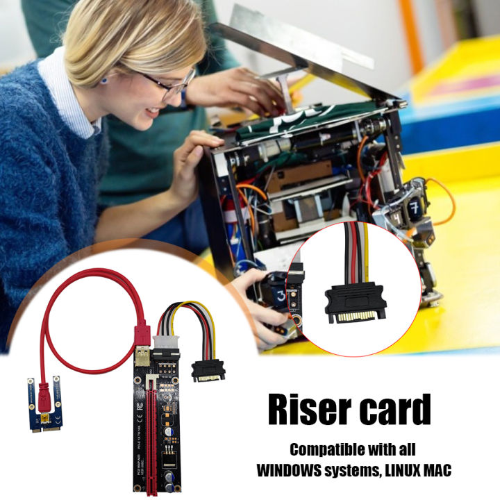 Transfer Riser Card USB3.0 Mini PCI-E Riser SATA to 4/6 Pin 16X PCIE ...