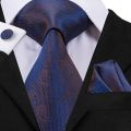 Hi-Tie New Clasic Grey Tie for Men Silk Fabric Jacquard Woven Tie Hanky Cufflinks Set for Men Designer Fashion Silk Ties SN-1466.
