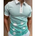 Summer Men's Clothes Polo Shirts Casual Turn-Down Collar Zipper Streetwear Plus Sign Print Short Sleeve Tee Shirt Men Polos Tops. 