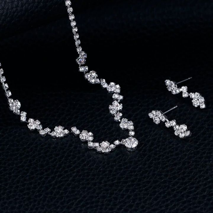 BLIJERY%20Simple%20Bridesmaid%20Bridal%20Jewelry%20Set%20Bling%20Rhinestone%20Crystal%20Choker%20Necklace%20Earrings%20Women%20African%20Wedding%20Jewelry%20Set%20-%20Image%204