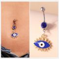 Bohemia Hamsa Hand Dangle Navel Ring Surgical Steel Turkish Lucky Blue Eye Belly Button Ring Piercing Ombligo Body Jewelry. 