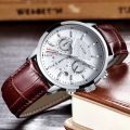LIGE 9866 luxury fashion chronograph active Men Leather Watch 30M Waterproof - Watch. 