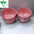 Big Size Melamine Soup Bowl Four pcs 4.5" Round Pink Color Multi Design Print. 