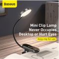 Baseus Mini Clip Lamp Comfort Reading USB Led Light Rechargeable On Desk Lamp Flexible Nightlight Warm Reading Lamp For Travel Bedroom Book.