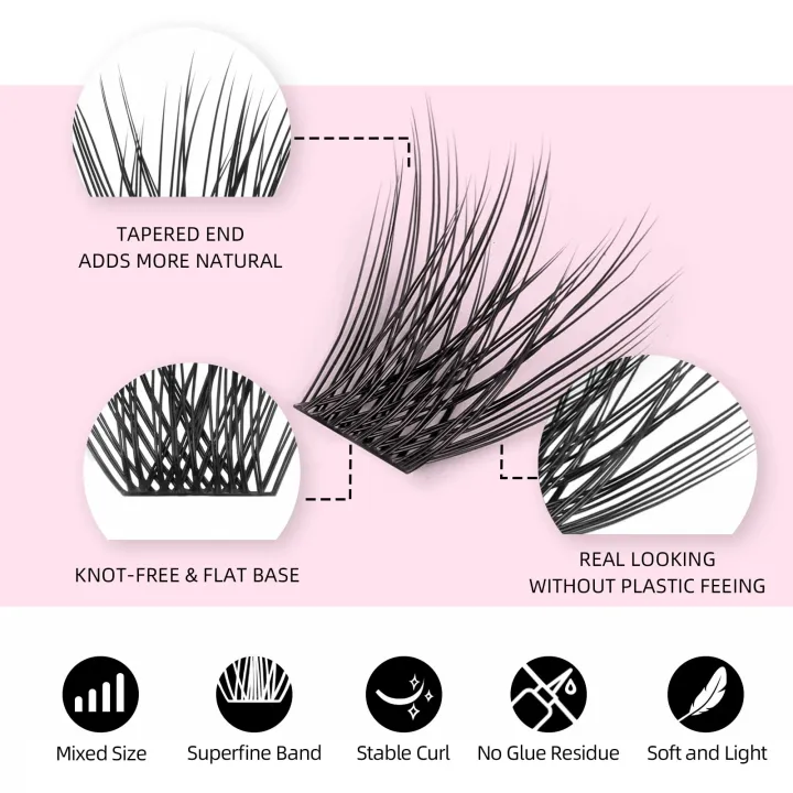 YUANZHIJIE%20Mix%20Length%20Fluffy%20Individual%20DIY%20Clusters%20Eyelash%20Extension%20C%20D%20Curl%20144%20pcs%20Natural%20Segmented%20Eyelash%20Makeup%20Tools%20-%20Image%203