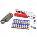 Coax Coaxial Cable Crimper Compression Tool with 20 Connectors Kit Black. 