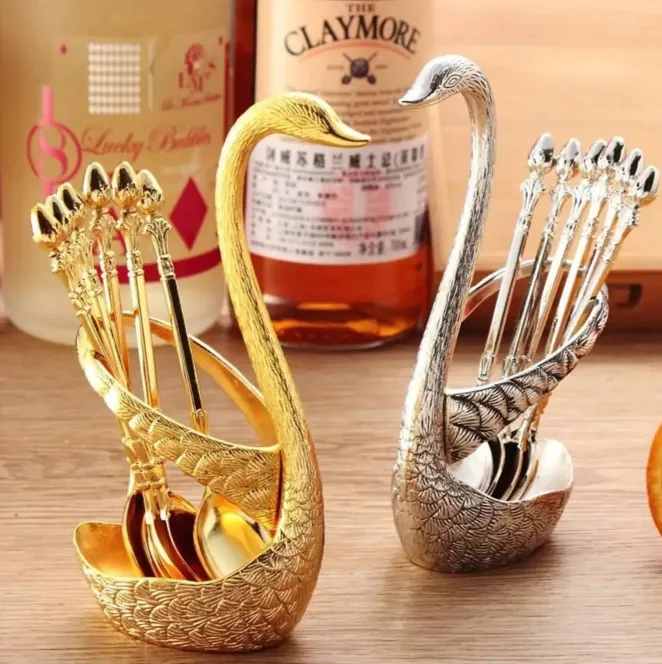 Spoon%20Set%20With%20Swan%20Stand%20-%20Golden%20/%20Silver%20-%20Image%203