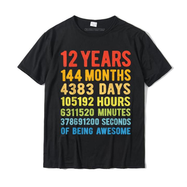 Vintage 12th Birthday Shirt Gift 12 Years Old Being Awesome T-Shirt Gift Top T-shirts High Quality T Shirt Cotton Men Leisure