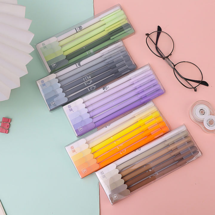 6Pcs/Set%200.5Mm%20Morandi%20Color%20Neutral%20Pen%20Office%20Supplies%20Student%20Stationery%20Black%20Ink%20Pens%20Children%20Gift%20-%20Image%207