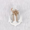 Naval White Anchor With Golden Rudder Brooch Pin Men's Suit Accessories. 