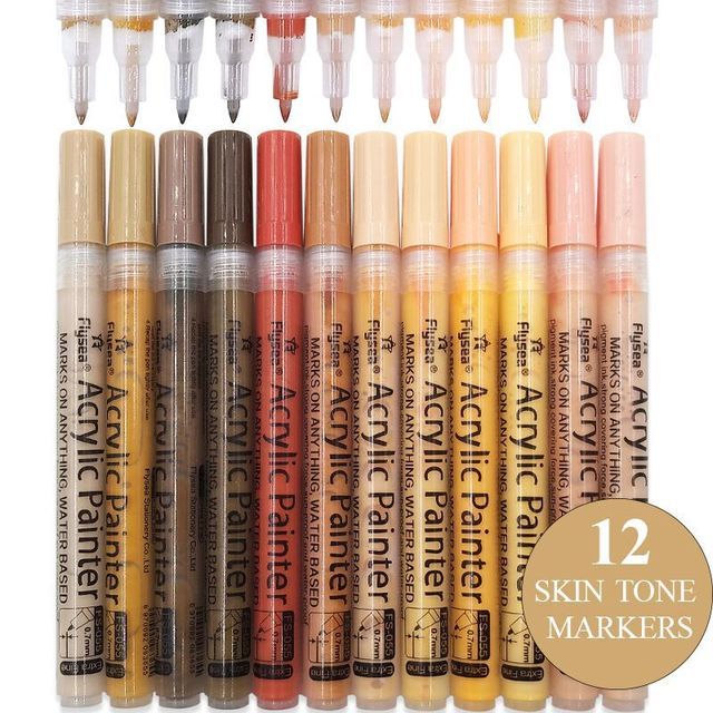 12 Color Skin Tone Shade Graffiti Pen