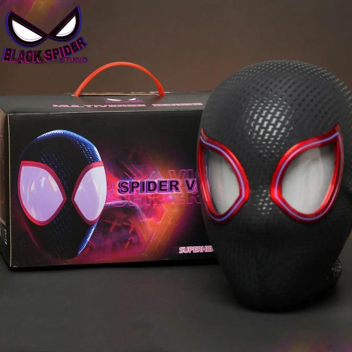 Marvel Mascara Miles Spiderman Headgear Cosplay Moving Eyes Electronic Mask Spider Man 1:1 Remote Control Toys For Adults Giftscosplay