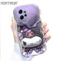 Hontinga for Redmi Note 12 4G Back Cover 3D Kuromi Melody Print Cream Texture Phone Case Wavy Edge Soft Silicone Cover.