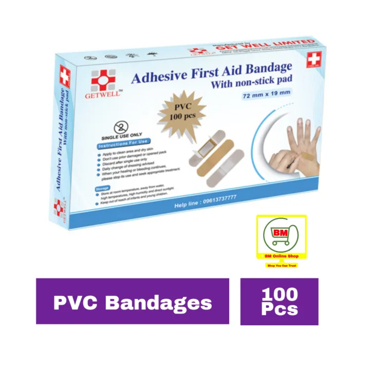 100%20Pcs%20Getwell%20First%20Aid%20Strip%20Tape%20One%20Time%20PVC/PE%20Bandages%20-%20Image%202