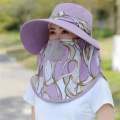 2023 Spring New Korean Version Women's Sun Hat, Large Brim, Sunscreen, Sun Shade Cape, Mask, Neck Protector, Integrated Hat.