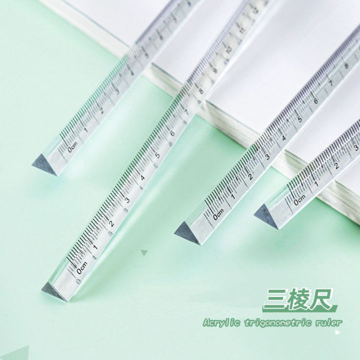 Small Transparent Triangular Prism Ruler Architect Scale Ruler 0-15cm Straight Ruler Ideal for Teacher Student Architect