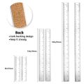 OUMERY Metal Ruler 3 Pieces Stainless Steel Ruler with Cork Backing Non Slip Straight Edge Metal Ruler for Office School Work.