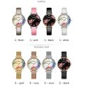 CURREN Women Quartz Watches Elegant Charming Wristwatch for Ladies Stianless Steel Mesh Band Flower Clock Female. 