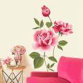 Romantic  3D Rose Flower Blossom Wall Stickers Furnishings  Living Room TV Decoration Wall Sticker Home Decor Decal Art. 