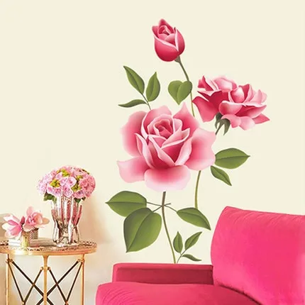 Romantic%20%203D%20Rose%20Flower%20Blossom%20Wall%20Stickers%20Furnishings%20%20Living%20Room%20TV%20Decoration%20Wall%20Sticker%20Home%20Decor%20Decal%20Art%20-%20Image%204