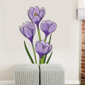 Crocus Flower Art Wall Sticker For Drawing Room Living Room Bedroom Flower Sticker.