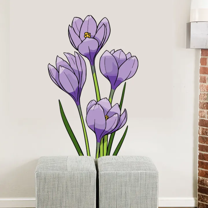 Crocus%20Flower%20Art%20Wall%20Sticker%20For%20Drawing%20Room%20Living%20Room%20Bedroom%20Flower%20Sticker%20-%20Image%204