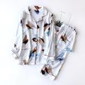 100% Cotton Women's Sleepwear Soft Pajama Sets on Down Long Sleeve Pj Floral Pajama Set Autumn Female Pyjamas.