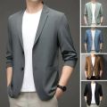 Men Blazers Formal Pockets Summer Business Coat Long Sleeves Double Buttons Suit Coat Solid Color Cardigan Lapel Work Jacket. 