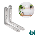 2 Pis 4x4 Inch L Shape Stainless Steel Corner Brace Angle Bracket.