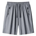 Summer thin sports straight tube loose casual shorts, ice silk quick drying 5-inch pants, floral zipper, men's large size. 