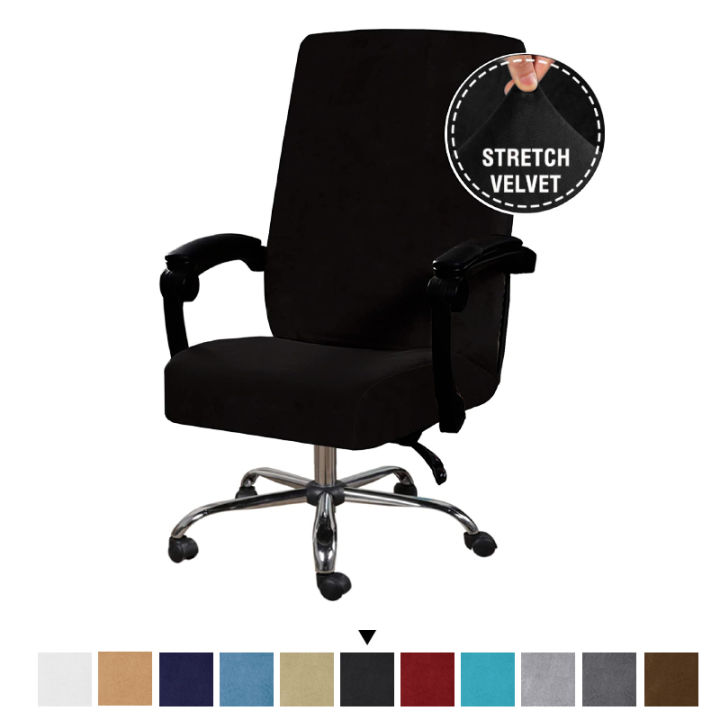 Velvet Home Office Chair Covers Stretchable Computer Desk Chair Covers Mid - High Back Universal Executive Boss Chair Covers